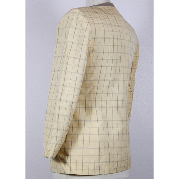 LE SUIT Women Vintage Plaid Yellow Beige Blazer Top 80s 90s asymmetrical sz 4 P - Picture 5 of 7